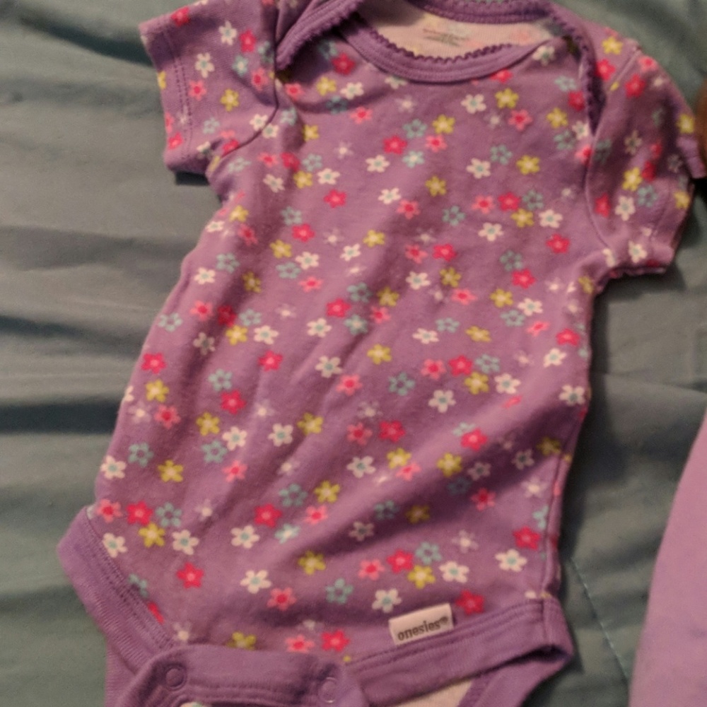 Purple floral onesie